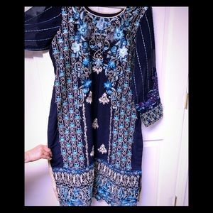 Navy blue Pakistani shalwar kameez suit EUC
